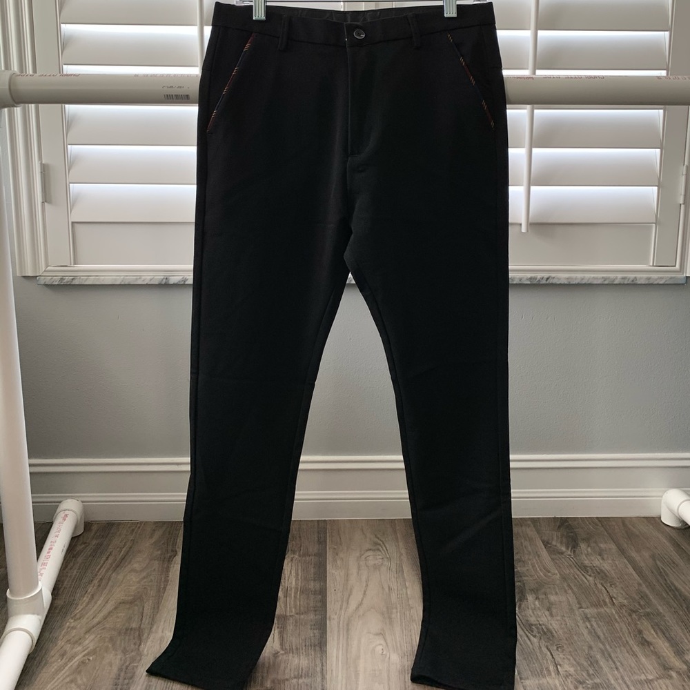 plaid & plain black dress pants